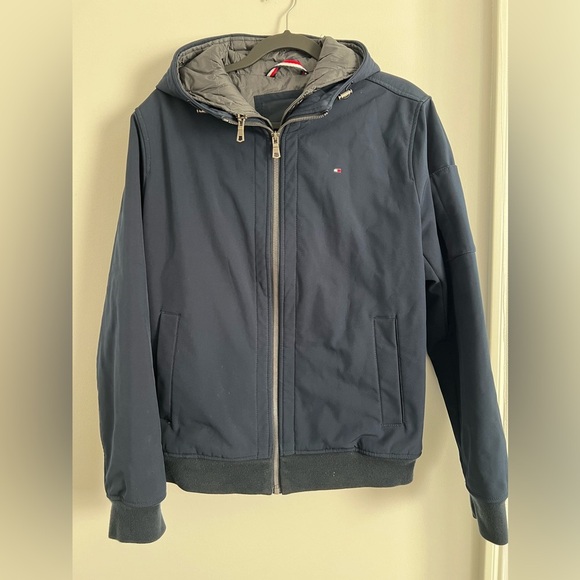 Tommy Hilfiger Hooded Jacket Navy Blue - Picture 1 of 4